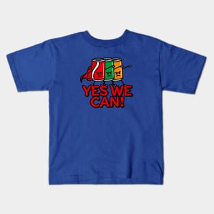 Yes we can, super hero funny Soda cans pun cartoon Kids T-Shirt